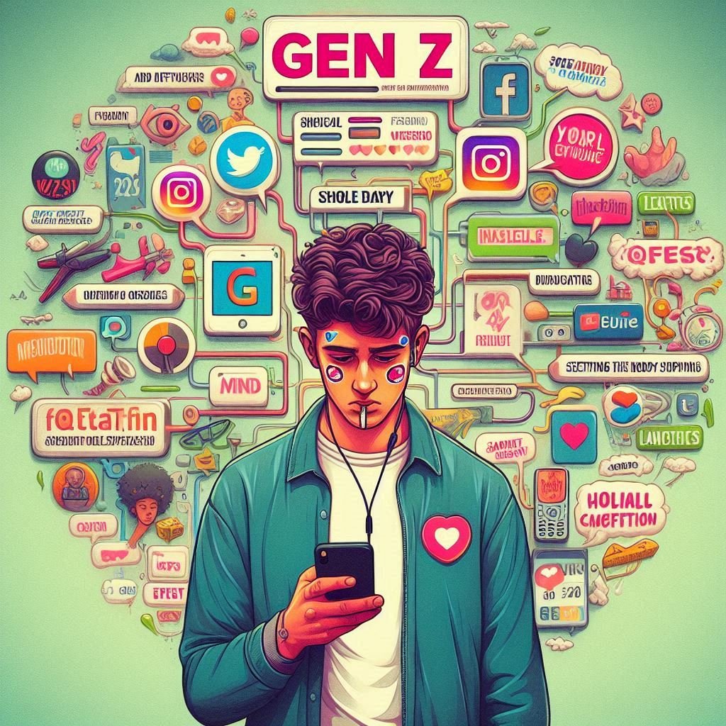 Generation Z youth stay on smartphone, running social media whole day
