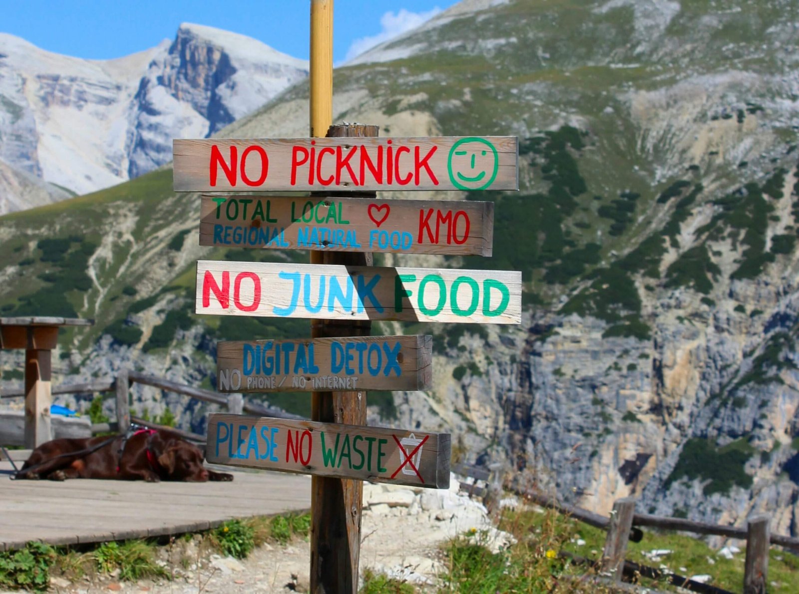 A wooden sign with many different signs on it, digital detox